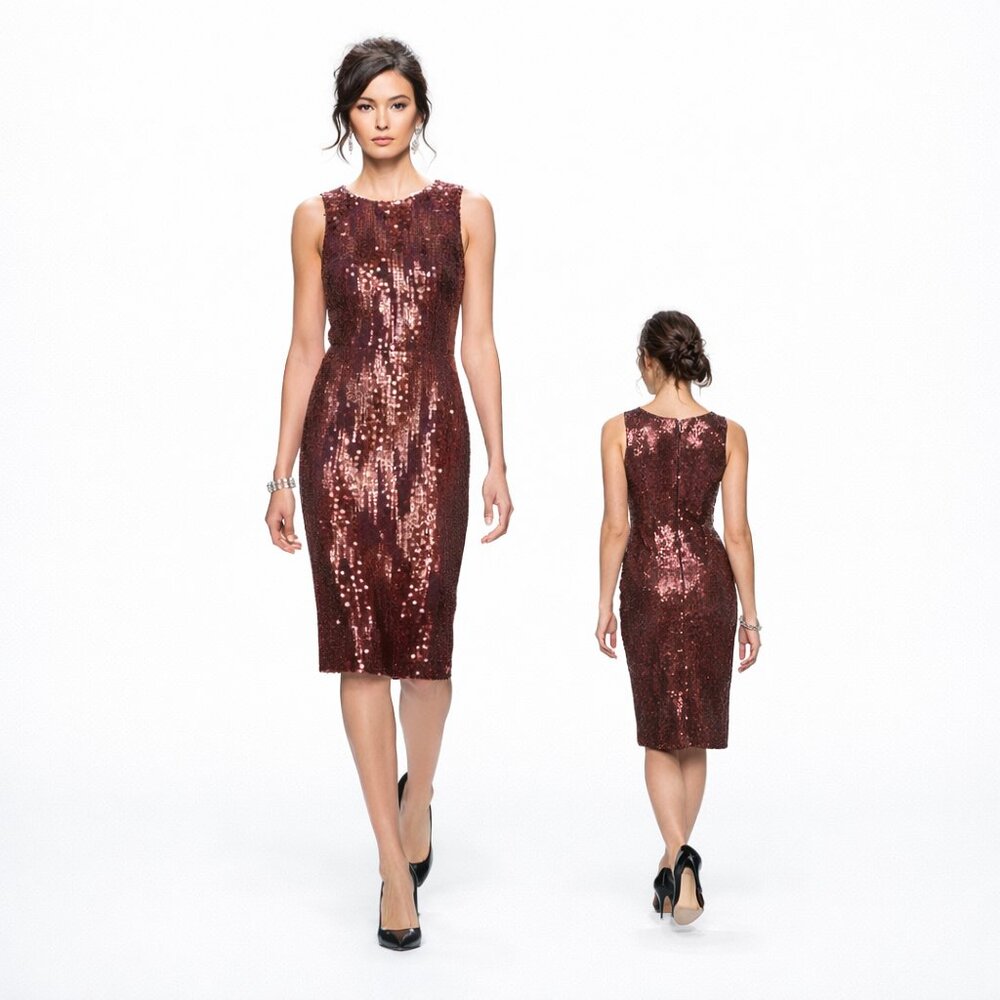 Emerald Sundae Burgundy Sequin Velvet Cocktail Dress - S NEW - Picture 12 of 12